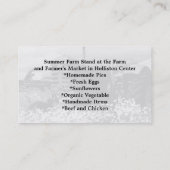 Carte De Visite Exploitation agricole Commerce du marché agricole (Dos)