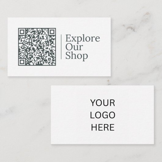 Carte De Visite Explorez notre boutique | Code QR et logo personna (Devant / Derrière)