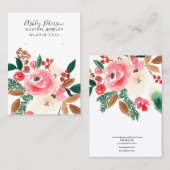 Carte De Visite Exposition de bijoux d'hiver en aquarelle florale (Devant / Derrière)