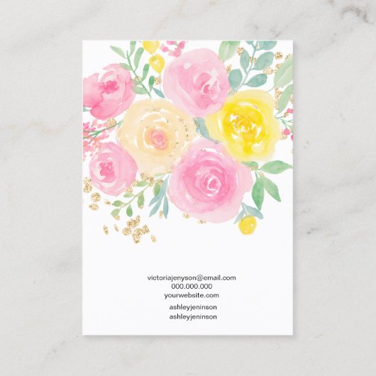 Carte De Visite Exposition de bijoux d'oreille rose d'aquarelle fl (Dos)