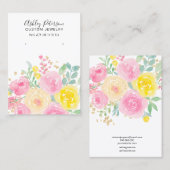 Carte De Visite Exposition de bijoux d'oreille rose d'aquarelle fl (Devant / Derrière)