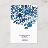 Carte De Visite Exposition de bijoux en aquarelle bleu floral (Dos)