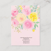 Carte De Visite Exposition de bijoux en aquarelle rose florale (Dos)