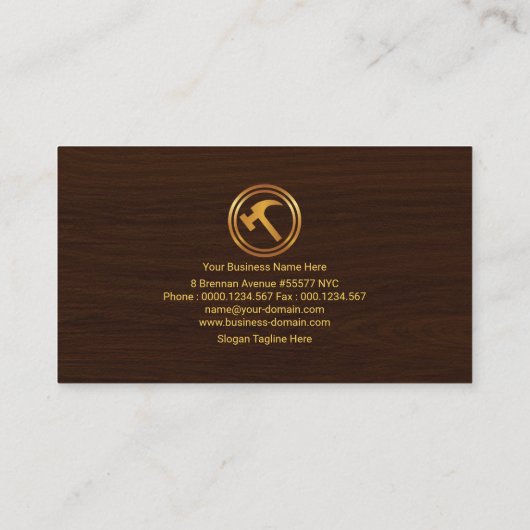 Carte De Visite Exquis charpentier en platine de grains de bois Fa (Dos)