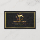 Carte De Visite Exquise Black Texture Gold Frame Building (Dos)