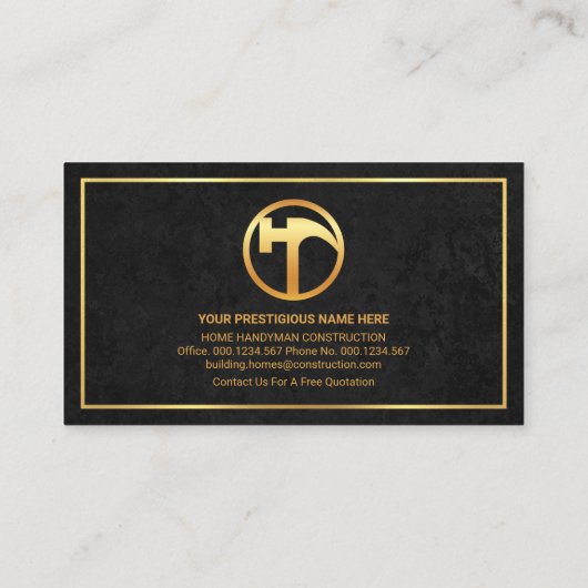 Carte De Visite Exquise Black Texture Gold Frame Building (Dos)