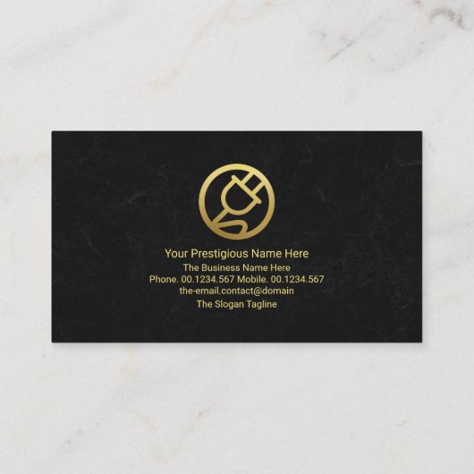 Carte De Visite Exquise bouchon d'alimentation en or en marbre noi (Dos)