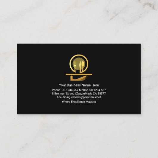 Carte De Visite Exquise Elégante Noire Tuxedo Fine Dining (Dos)