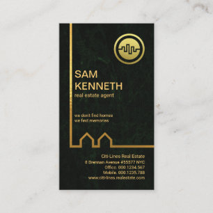 Carte De Visite Exquise Gold Building Lines Green Grunge Realer