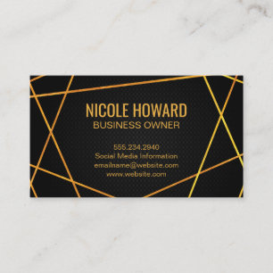 Carte De Visite Exquise Gold Lines Sleek Black Mesh