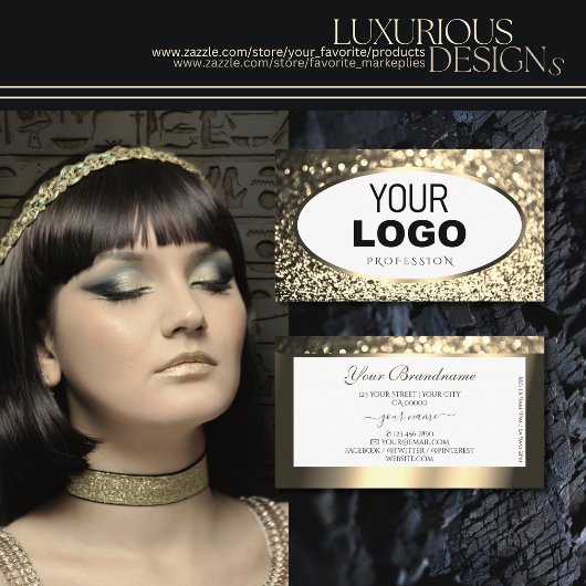 Carte De Visite Exquise Parties scintillant d'étincelle or blanc a