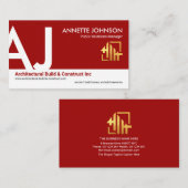 Carte De Visite Exquise Rouge Couches Blanches Nom Monogramme Déma (Devant / Derrière)