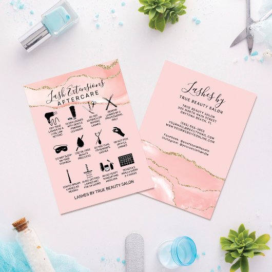 Carte De Visite Extension de Lash d'Agate Or Rose Blush