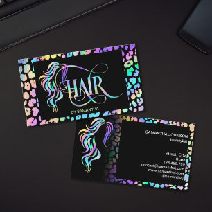 Carte De Visite Extension de typographie chic d'hologramme de coif