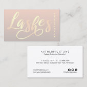 Carte De Visite Extension élégante de couleur dorée rose et gris (Devant / Derrière)