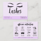 Carte De Visite Extension Eyelash Instructions de suivi Lash Logo (Devant / Derrière)