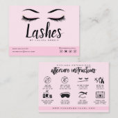 Carte De Visite Extension Eyelash Instructions de suivi Lash Logo (Devant / Derrière)