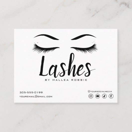 Carte De Visite Extension Eyelash Instructions de suivi Lash Logo (Devant)