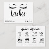 Carte De Visite Extension Eyelash Instructions de suivi Lash Logo (Devant / Derrière)
