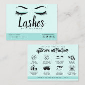 Carte De Visite Extension Eyelash Instructions de suivi Lash Logo (Devant / Derrière)
