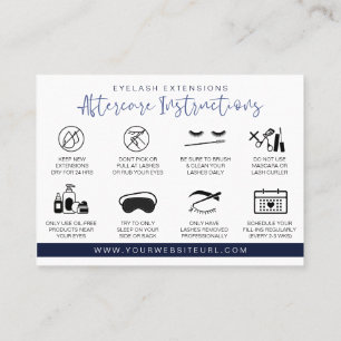 Carte De Visite Extension Eyelash Instructions de suivi Lash Logo