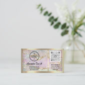 Carte De Visite Extension Eyelash Logo QRCode Holographe Gliitter (Debout devant)
