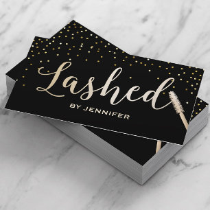 Carte De Visite Extension Gold Script Lashed Gold Confetti Eyelash