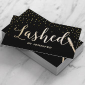 Carte De Visite Extension Gold Script Lashed Gold Confetti Eyelash