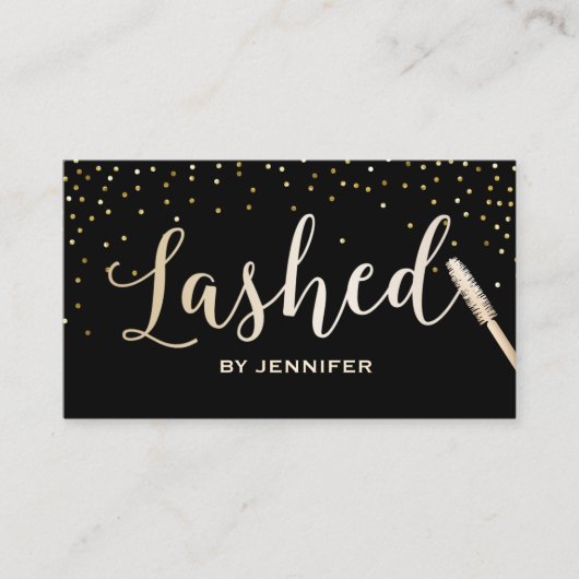 Carte De Visite Extension Gold Script Lashed Gold Confetti Eyelash (Devant)