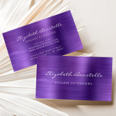 Carte De Visite Extension Lash de script de métal brossé violet