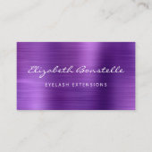 Carte De Visite Extension Lash de script de métal brossé violet (Devant)
