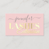 Carte De Visite Extension Lashes de code QR Script doré rose (Devant)