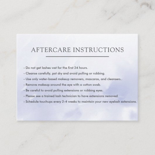 Carte De Visite Extension Lilac Lash simple Microblading Afcare (Devant)