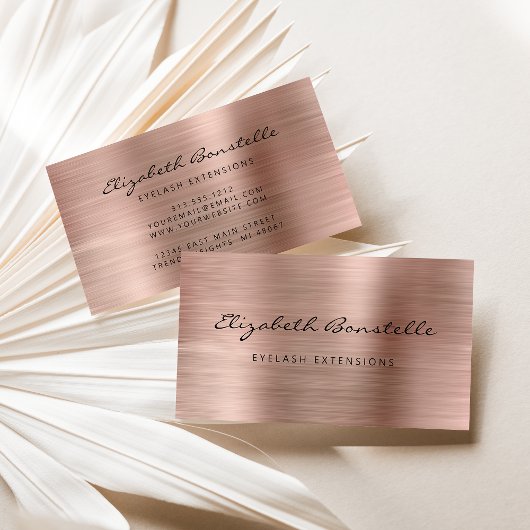 Carte De Visite Extension rose Gold brossé de script métallique La