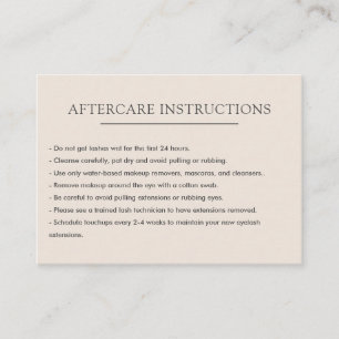 Carte De Visite Extension simple de la Lash Microblading Aftercare