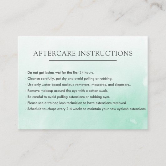 Carte De Visite Extension simple de la Lash verte Microblading (Devant)