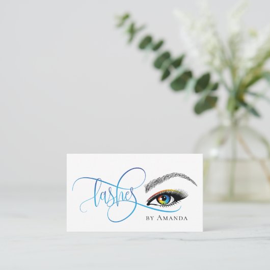 Carte De Visite Extension tendance de maquillage arc-en-ciel (Debout devant)