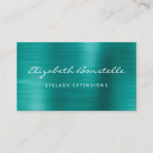 Carte De Visite Extension turquoise verte brossée en métal Script  (Devant)