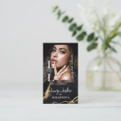 Carte De Visite Extensions de Cils Luxe Glam Black Gold Agate (Debout devant)