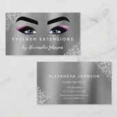 Carte De Visite Extensions de Parties scintillant d'argent rose vi (Devant / Derrière)