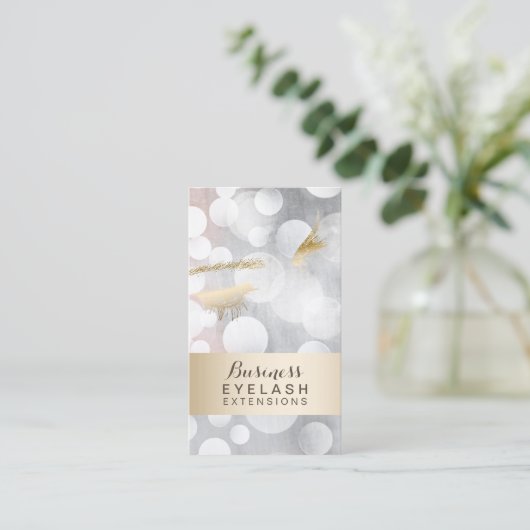 Carte De Visite Extensions Eyelash Argent & Or Moderne (Debout devant)