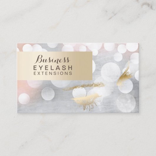 Carte De Visite Extensions Eyelash Argent & Or Moderne (Devant)