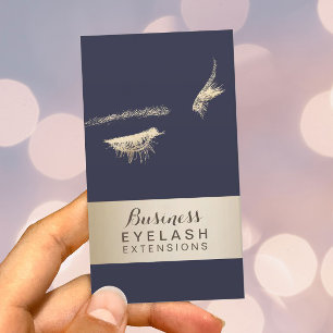 Carte De Visite Extensions Eyelash Classy Blue & Gold Modern
