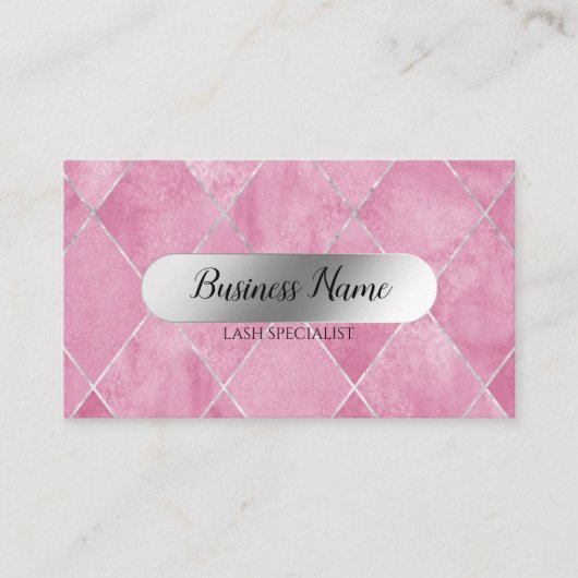 Carte De Visite Extensions Eyelash en argent rose (Devant)