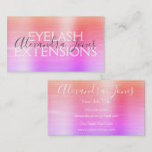 Carte De Visite Extensions Eyelash en métal brossé rose violet (Devant / Derrière)