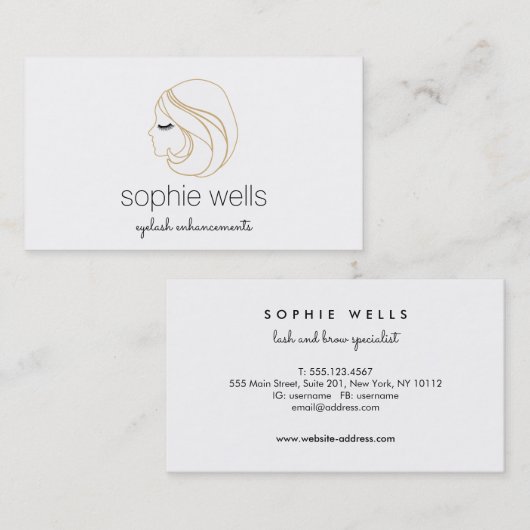 Carte De Visite Extensions EyeLash et faux cils blanc (Devant / Derrière)