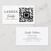 Carte De Visite Extensions Eyelash moderne QR Code noir et blanc (Devant / Derrière)