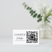 Carte De Visite Extensions Eyelash moderne QR Code noir et blanc (Debout devant)
