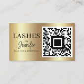 Carte De Visite Extensions Eyelash moderne QR Code noir et or (Devant)