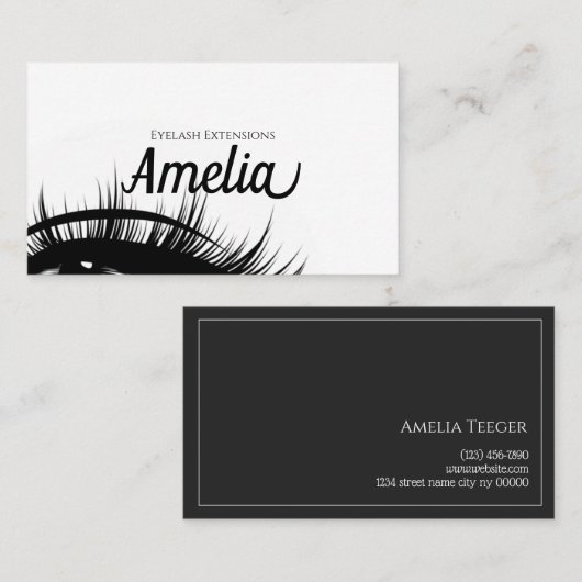 Carte De Visite Extensions Eyelash professionnelles et microblème (Devant / Derrière)